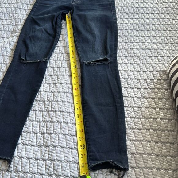Frame Denim Le High Skinny Sterling Dark Wash Distressed Knee Jeans Sz 25 - Picture 4 of 10